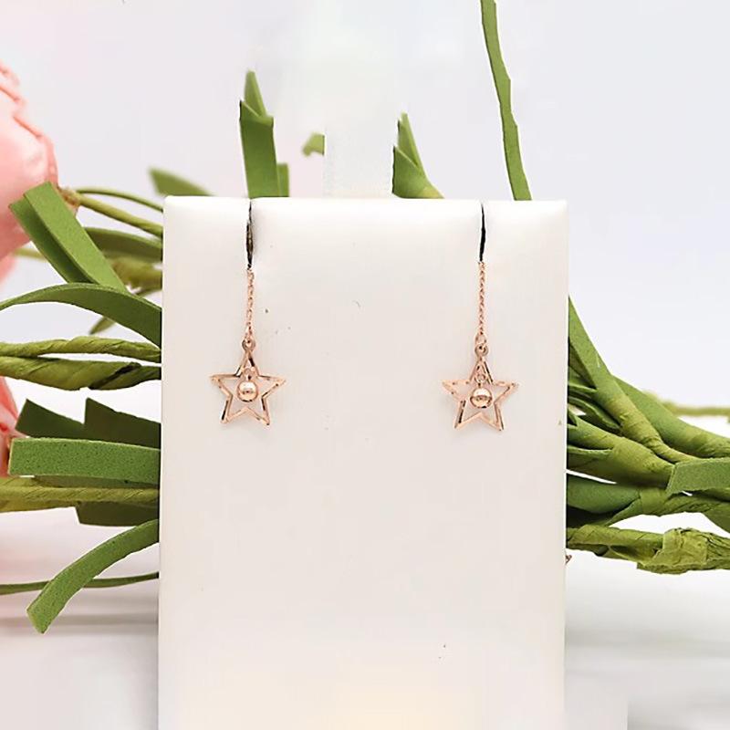 Exquisite Russian Purple Gold Star Round Bead Long Hollow Earphone Plated Rose Gold Pentagram Delicate Earphone Female
