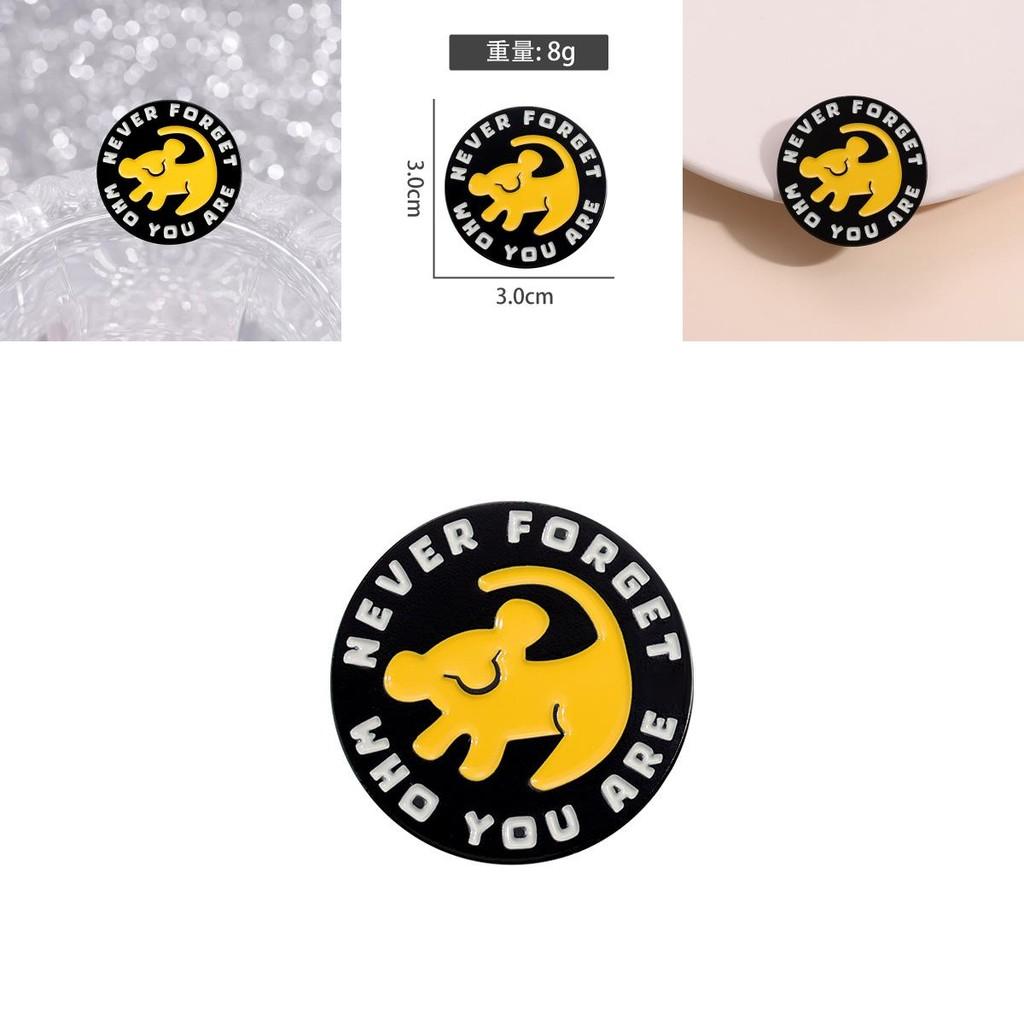 Versatile Geometric Round Never Forget Who You Are Cartoon Dog Brooch For All Occasions