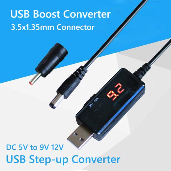USB-кабель питания на DC 5.5/3.5мм Портативный USB-усилитель питания Повышающий преобразователь 5В в 9В/12В для роутера, модема и мелкой электроники