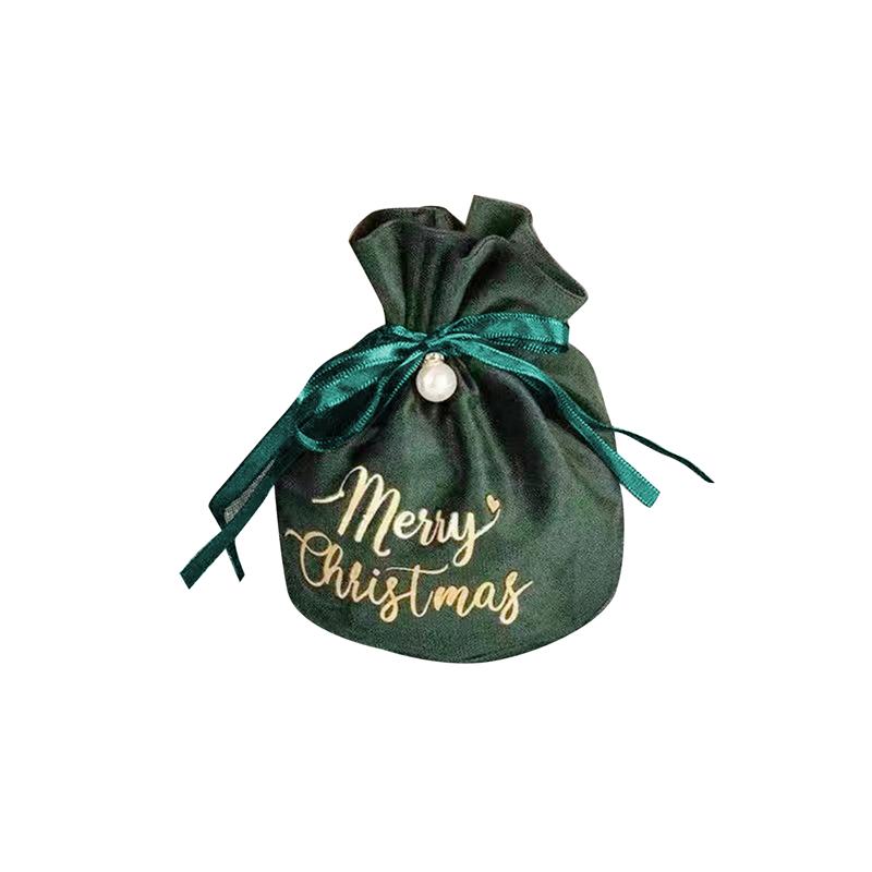 Christmas Velvet Apple Candy Gift Bags Xmas Party Cookies Favors Packaging Bags Kids Present Exquisite Drawstring Bags Red Green
