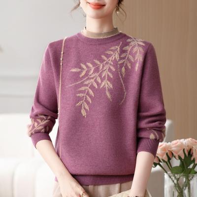 Средний возраст мама маленький воротник гольф вязаный свитер наваленный и утолщенный годовалый для женщин среднего и пожилого возраста пуловер тепловой базовый топ