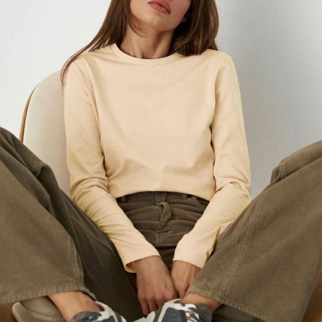 Женские футболки с длинными рукавами, весенняя новинка, женская мода, для отдыха, универсальный свитер для поездок на работу, футболка с круглым вырезом