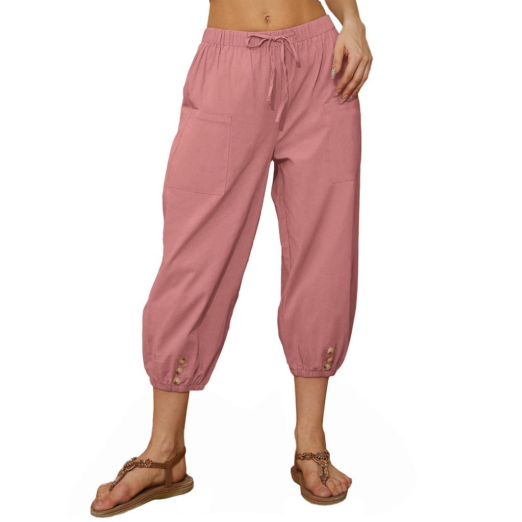 Женские модные повседневные однотонные брюки с карманами на шнурке и брюками с высокой талией