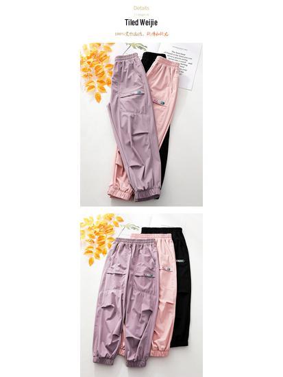 Быстросохнущие летние спортивные штаны для девочек 2024: Свободные, повседневные, длинные брюки для детей.