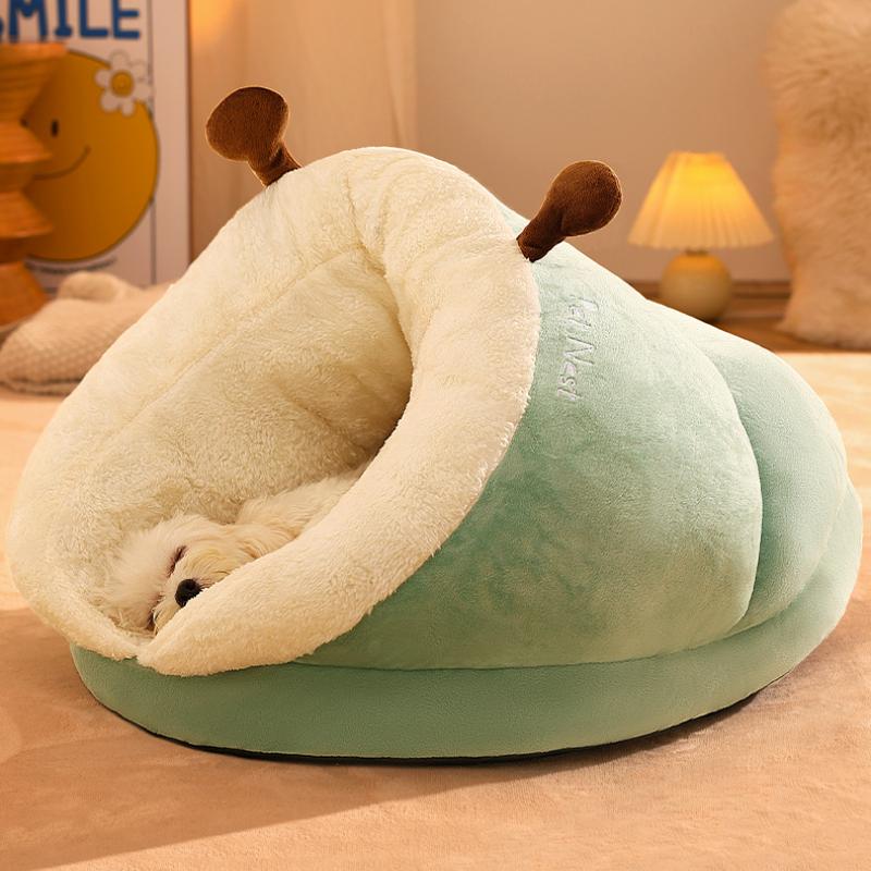 Plush Warm Cat Bed Nesting Basket Slipper Shape Cartoon Cats Dog Kennel Beds Pet Accessories
