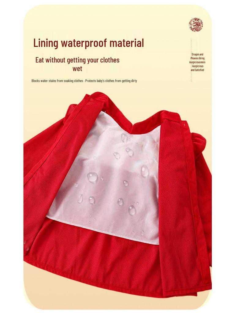 Детский вельветовый комбинезон в китайском стиле: Водонепроницаемый, грязеотталкивающий, двусторонний фартук в стиле тан-сюй для мальчиков и девочек, идеально подходит для осени и зимы.