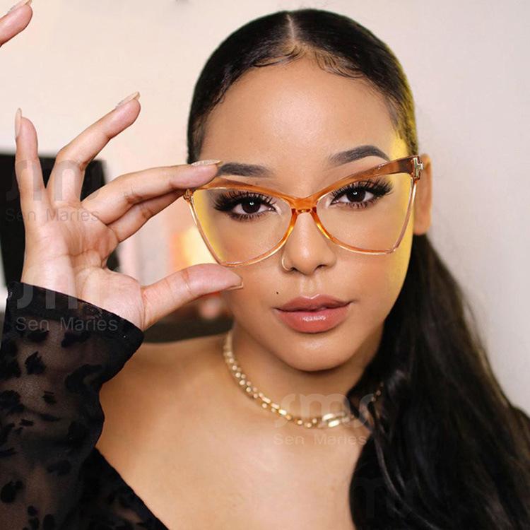 Женская оправа для очков «Бабочка», треугольная, модная, с индивидуальностью, в стиле ретро, классическая, из TR90, большая оправа, простые очки EMA