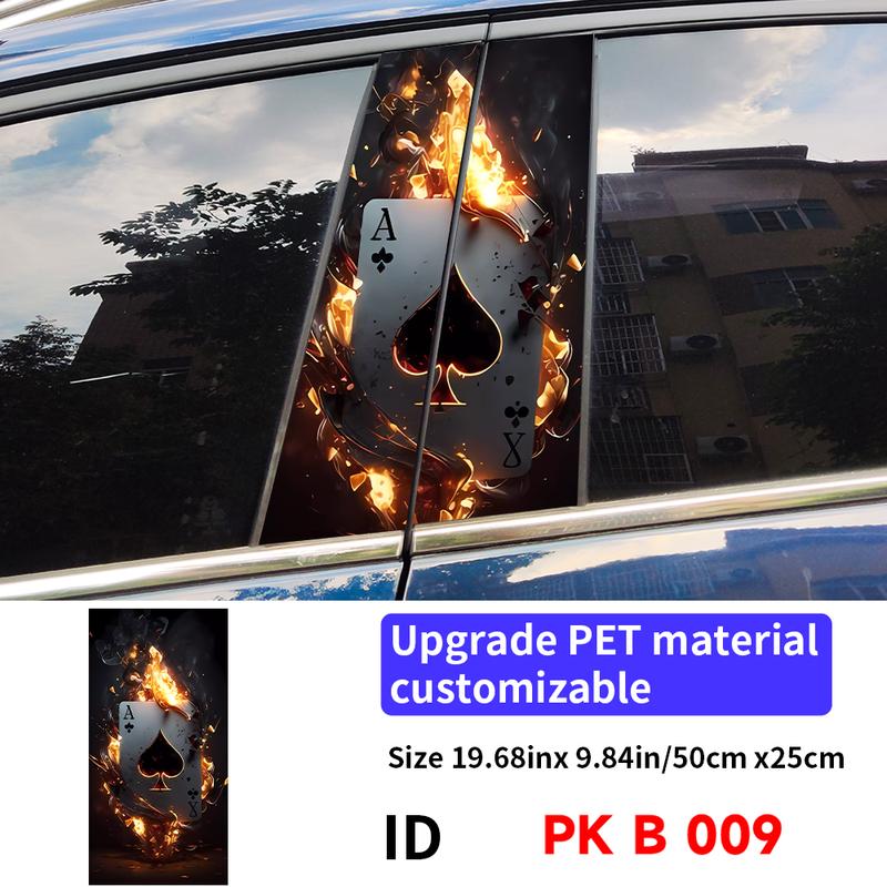 Poker Car Stickers Car B-pillar Decal Waterproof Stickers Auto Center Pillar Sticker Cover Scratches Vehicle Decor Accessories