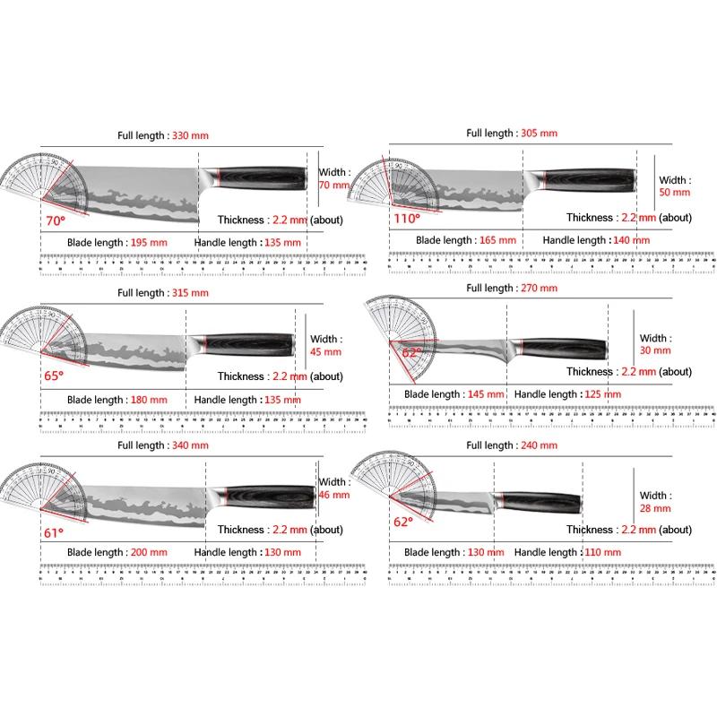 Тесак для мяса, ковка, нож шеф-повара, мясника, кухонный нож из нержавеющей стали, кованый нож для снятия шкур, нож для нарезки, деревянная ручка, кухонные инструменты