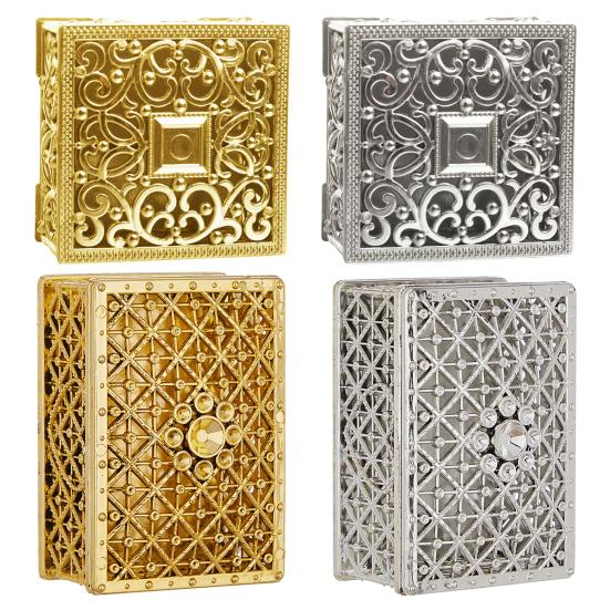 Винтажная шкатулка для украшений с ажурным узором, пластиковая коробка для конфет с золотым/серебряным покрытием, коробка для подарков на свадьбу/вечеринку, для колец, серег, ожерелий, принадлежности для девичника, дня рождения