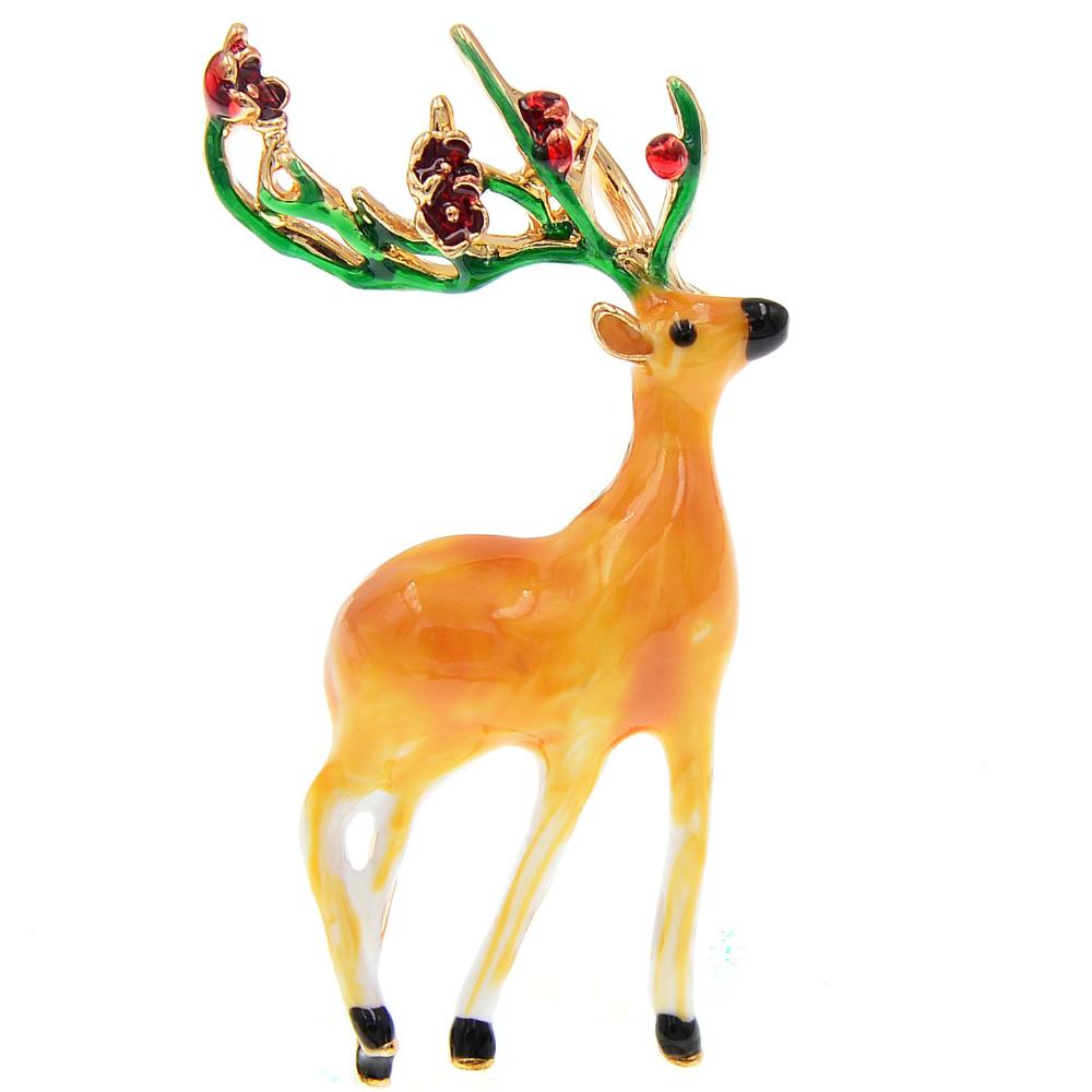 Blucome Christmas Enamel Pins Cute Catoon Anime Sika Deer Brooch for Woman Man Suit Hijab Pins Christmas Gifts