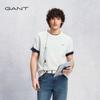 Мужская однотонная футболка GANT с круглым вырезом из чистого хлопка