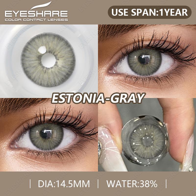 Eyeshare 2pcs Korean Color Contact Lenses for Eyes Blue Eye Contact Lens Brown Contacts Natural Gray Cosmetic Pupils for Eyes