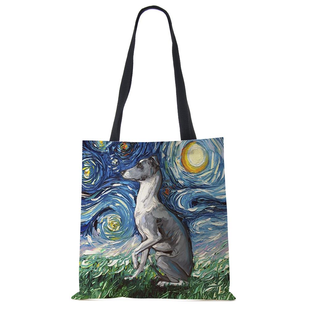 Звездное небо Животное Собака Принт Сумка-тоут Сумка через плечо Женская Большая Повседневная Сумка для покупок Дамская Ручная сумка для покупок На открытом воздухе CLE