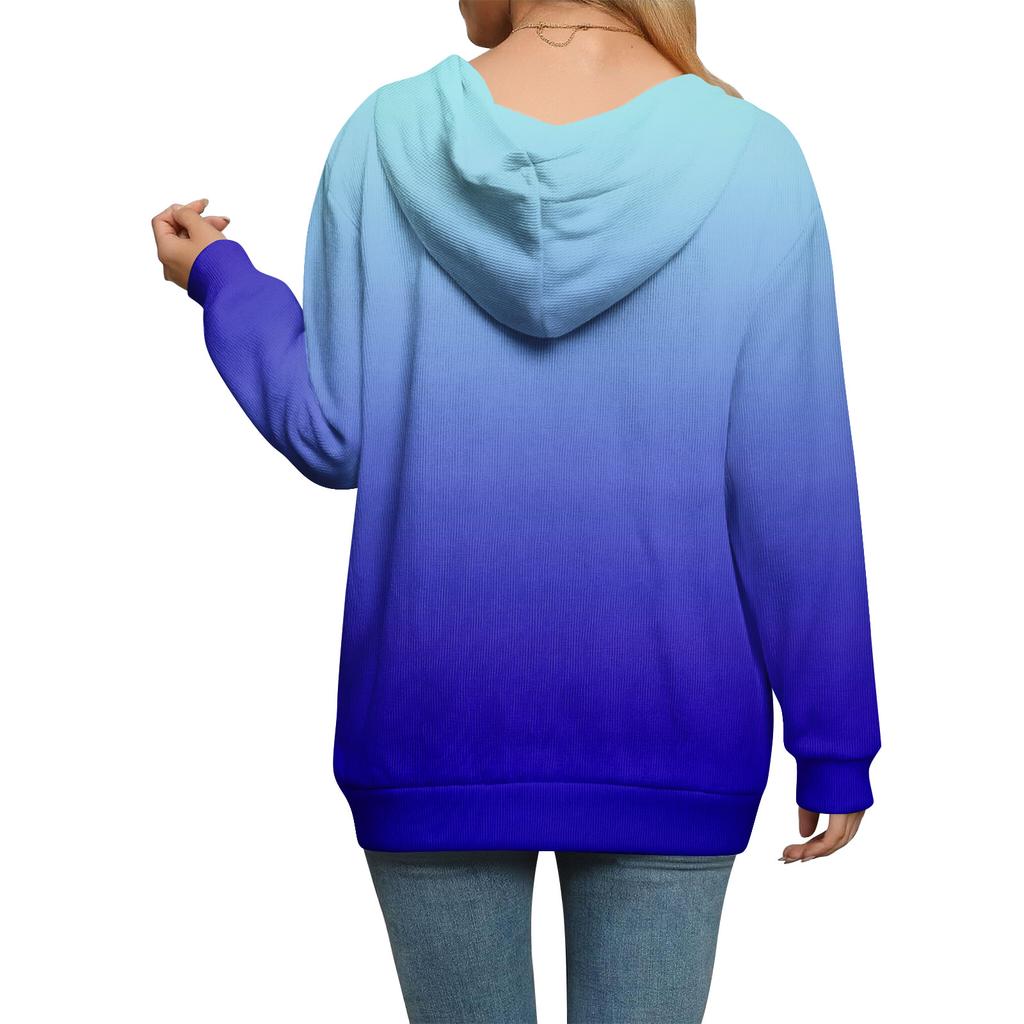 Women's Casual Fashion Long-Sleeved Zip-Up Christmas Print Knitted Hoodie