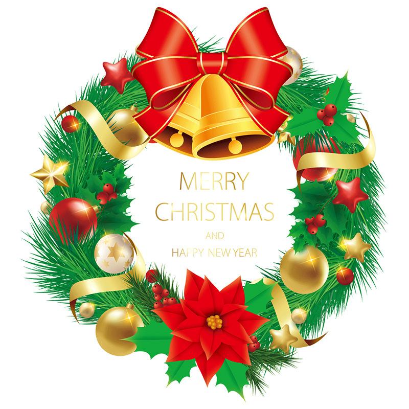 Festive Christmas Wreath Window Stickers,Semi-Matte Finish,For Home,Supermarket,Company,School Party Decorations,Christmas Decor