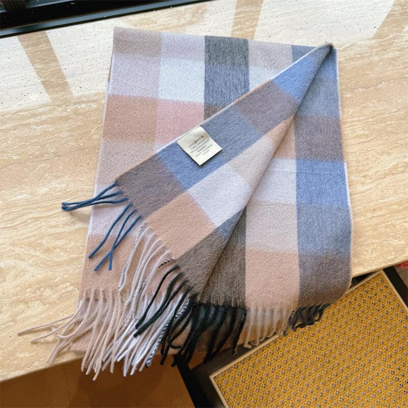 2024 Luxury Korean-Style Women's Wool Plaid Scarf - Warm, All-Season Shawl