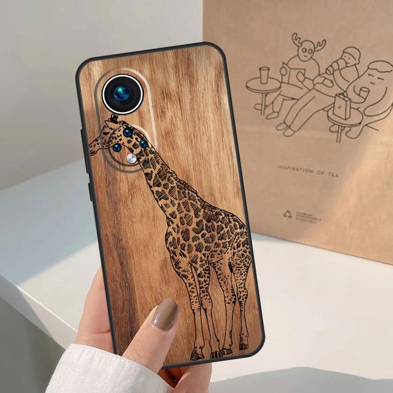 Чехол с принтом животных из натурального бамбука для Honor Magic 7 6 5 Lite Чехол для Honor 200 400 Pro 50 70 90 X9 X8a X8b X9a X9b X9c