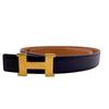 Hermes H Belt 65 Gold Metal Leather Constance Belt Black Leather Women Used