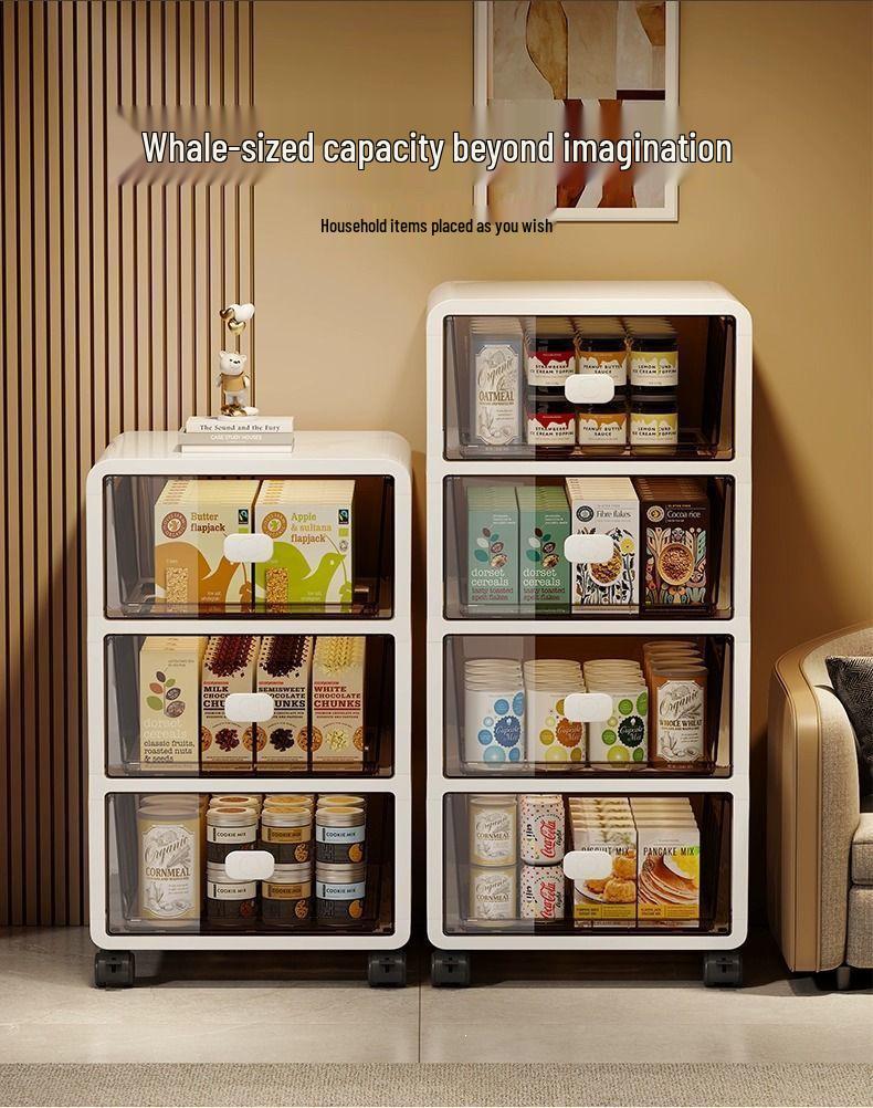 Multi-Layer Floor-Standing Storage Cabinet for Living Room: Drawer, Snack, and Clothes Organizer