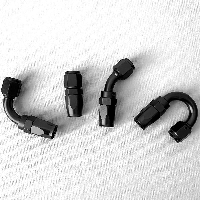 2PCS Swivel Hose End Fitting AN4AN6AN8AN10AN12 Fittings Adapter 0°/45°/90°180° Aluminum Oil Fuel Line Reusable Universal Black