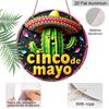 2D Flat, 1pc Cinco De Mayo Round Aluminum Sign, Holiday Spirit Metal Sign - Festive Celebrations Rustic Metal Wall Art, Cactus Character for Party