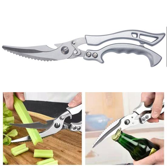 Powerful Kitchen Scissors Multi-Function Stainless Steel Shears Safe Lock Design Easy One-Handed Operation Bone Shear for Chicken Fish Vegetables