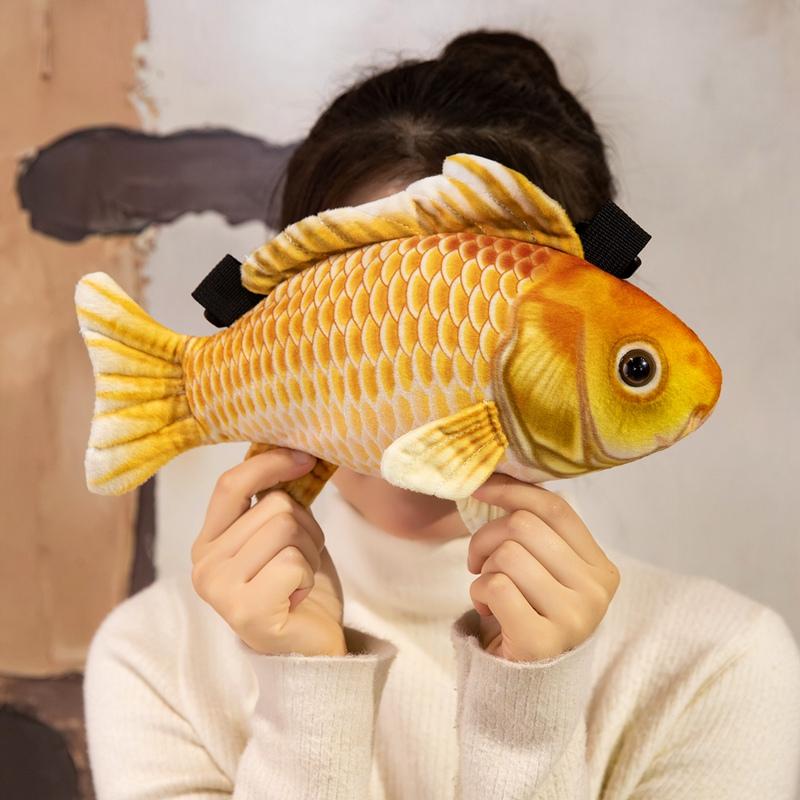 30 см Имитация мешка с рыбой Мягкие набивные плюшевые игрушки Карп Кои Карась Рыба-попугай Смешные плюшевые куклы Сумка через плечо Подарки для девочек