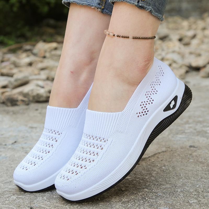 Женские дышащие слипоны Легкие повседневные кроссовки с круглым носком Удобные кроссовки