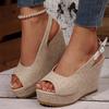 Fashion Fashion Women's Back Strap Chunky Platform Sandal Summer Peep Toe High Heel Sandals Woman New Non Slip Wedge Beige Sandal Female