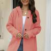 Женский осенне-зимний кардиган с капюшоном и длинными рукавами, пальто свободного кроя, однобортный однобортный свитер средней длины, верхняя одежда