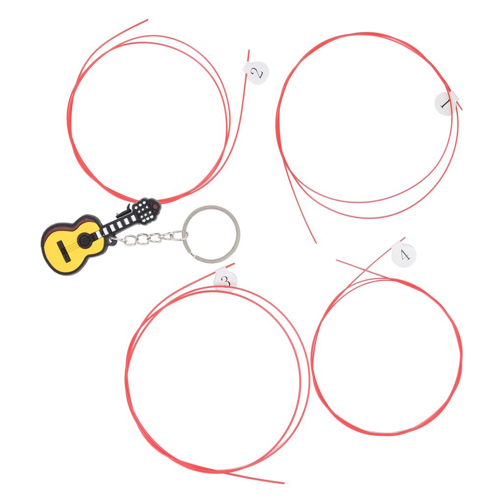 4Pcs Guitar Strings Carbon 4‑String Universal Set Ukulele Musical Instrument AccessoriesRed