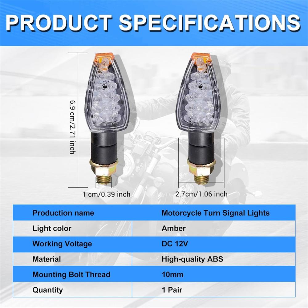 1 пара универсальных светодиодных указателей поворота для мотоцикла, длинные и короткие указатели поворота, мигалки, аксессуары янтарного цвета