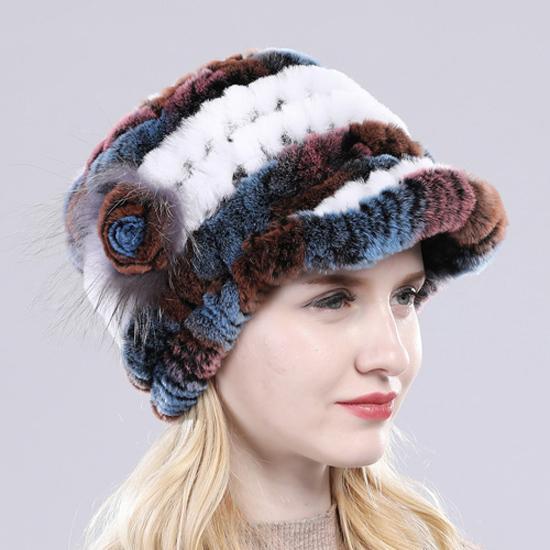 Вязаные шапки из натурального меха кролика рекса для женщин, зимняя теплая шапка из 100% натурального меха кролика рекс, русская женская меховая шапка