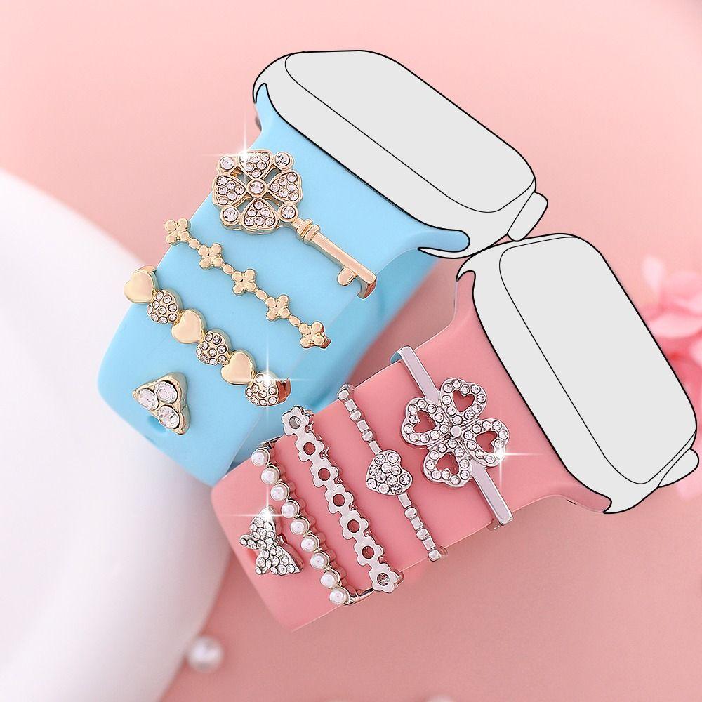 Diamond Strap Decorative Ring Watch Band Metal Charms New Ornament for Apple Watch Band Smart Watch