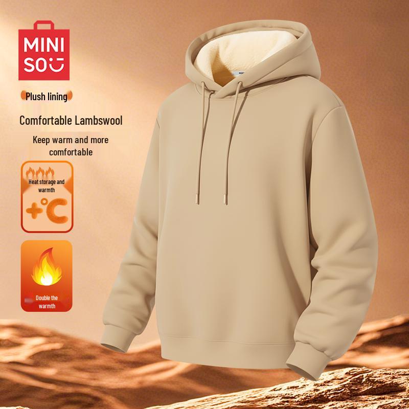 MINISO Men's Thick Lamb Fleece Hooded Sweatshirt