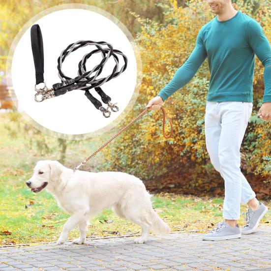 Double Bungee Dog Leash No-Tangle 360-degree Swivel Dual Dog Leash Dog Walking Training Lead Splitter for Medium Large Breeds
