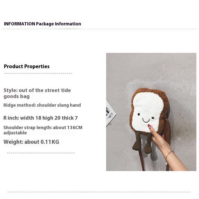 Toast Bread Duck Plush Bag Girl Student Messenger Bag Women Cute Shoulder