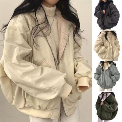 Женское зимнее пальто на флисовой подкладке, двусторонняя куртка-парка с капюшоном на молнии и карманами, повседневная теплая верхняя одежда