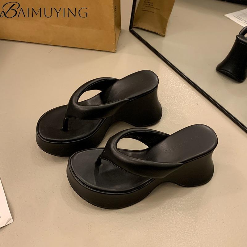 Платформа Высокий каблук Тапочки Женские Шлепанцы Обувь Женские Танкетки Сандалии Тренд 2025 Платье Квадратный носок Лодочки Летние Слайды Мухер