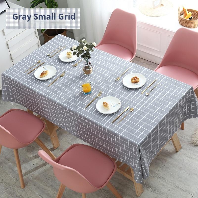Waterproof and Oil-proof Solid Color PVC Table Cloth Anti-scalding and Washable Plaid Table Cloth Simple Rectangular Round Table Cover Cloth