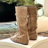 Super Soft Lambskin~ Stacking Folded Knight Boots Women's 2025 New Folding Two Wear Western Cowboy Boots Long Boots