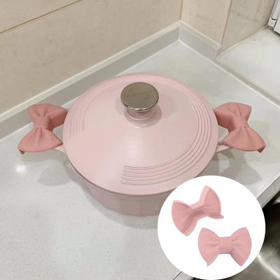 2 шт. силиконовые прихватки для духовки, креативные перчатки в форме банта, термостойкие держатели для кастрюль для приготовления пищи, мини-перчатки для духовки, кухонный инструмент