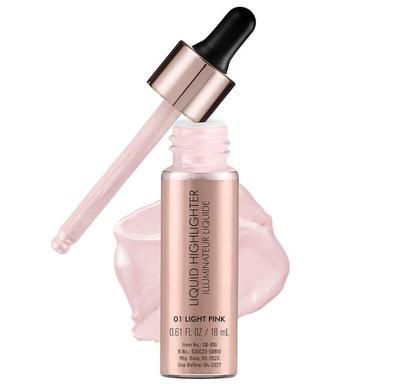 Swiss Beauty Drop & Glow Жидкий хайлайтер для макияжа лица, жидкий хайлайтер с влажным финишем, оттенок - светло-розовый, 18 мл