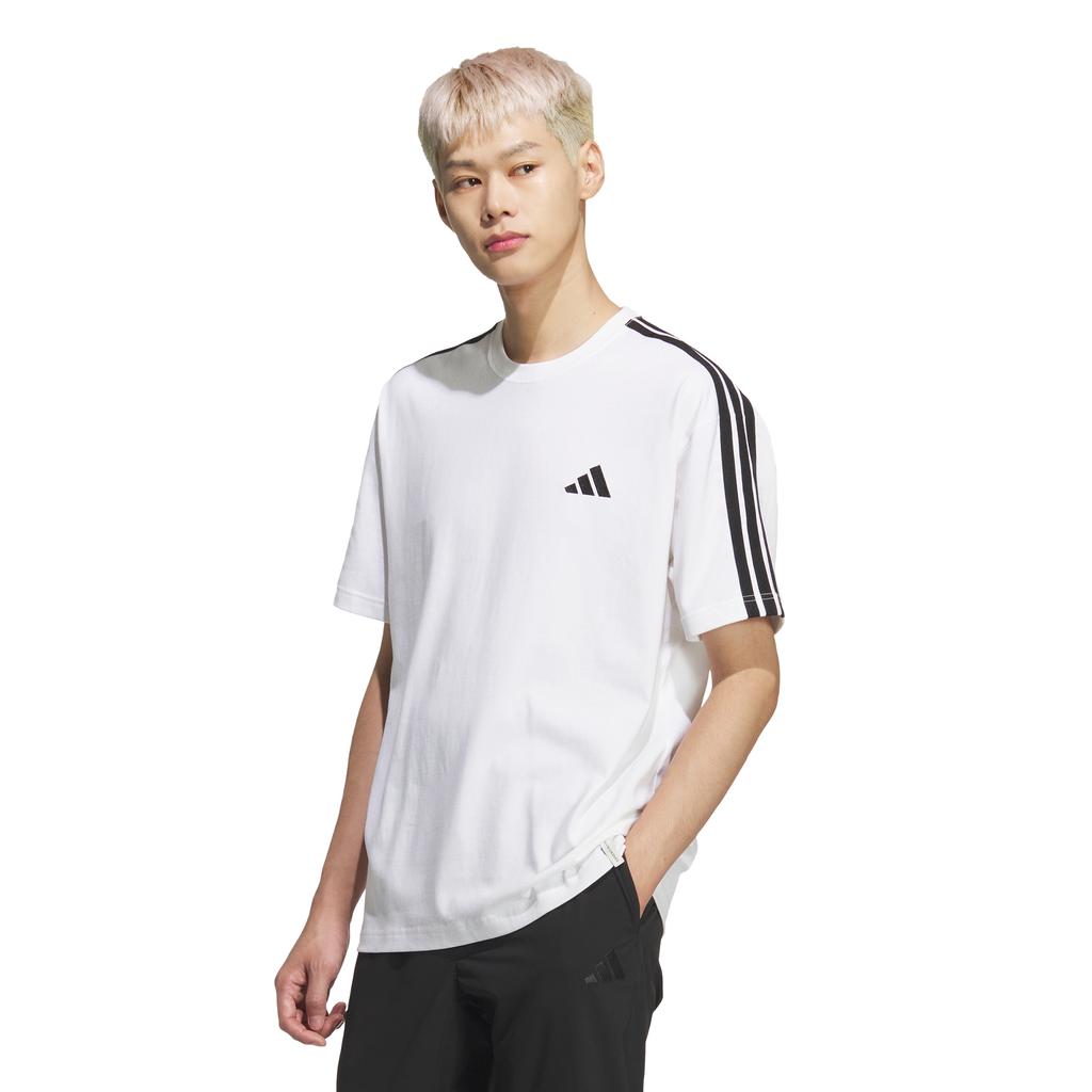 adidas Essential Plus Свободный крой Футболка с коротким рукавом и 3 полосками Однотонный джерси Kf3739