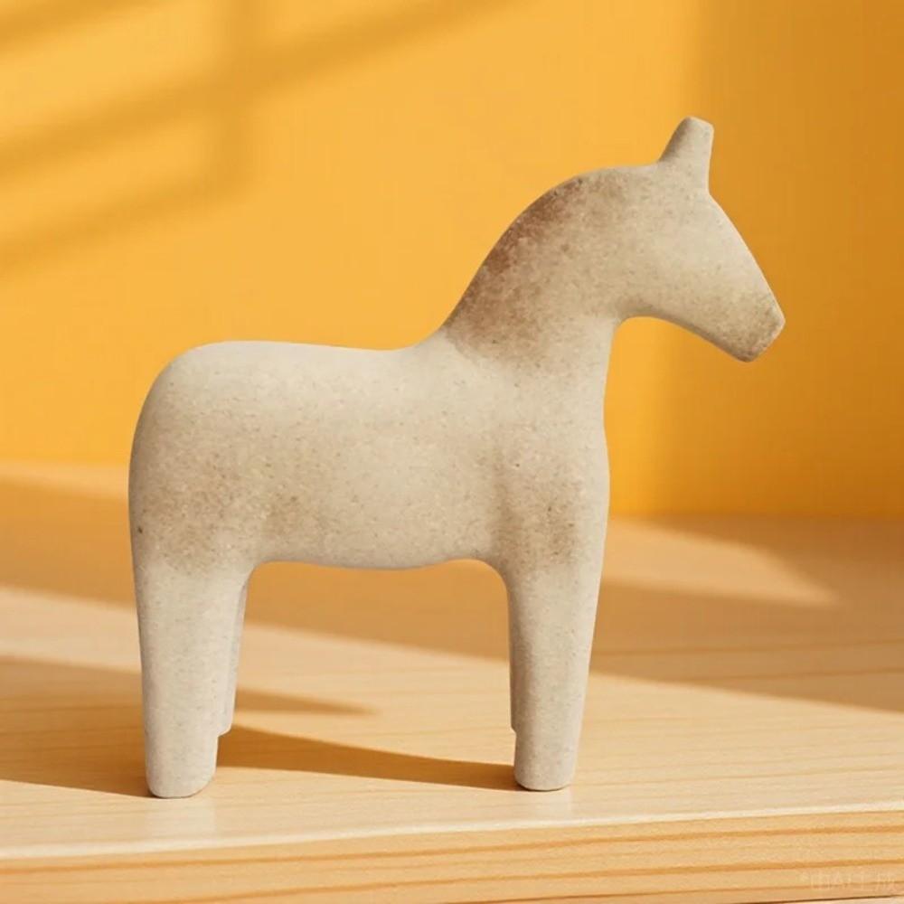 Handmade Unpainted Horse Statue Farmhouse Style Painting Horse Figure Tabletop Display
