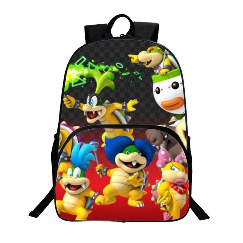 Super Mario Large 16 Inch School Backpack With Spacious Compartments And Durable Material