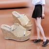 Women 'S Slippers Wedges Fashion Sandals Summer Fish Mouth Beach Shoes Gold Silver Thick Bottom Shoes