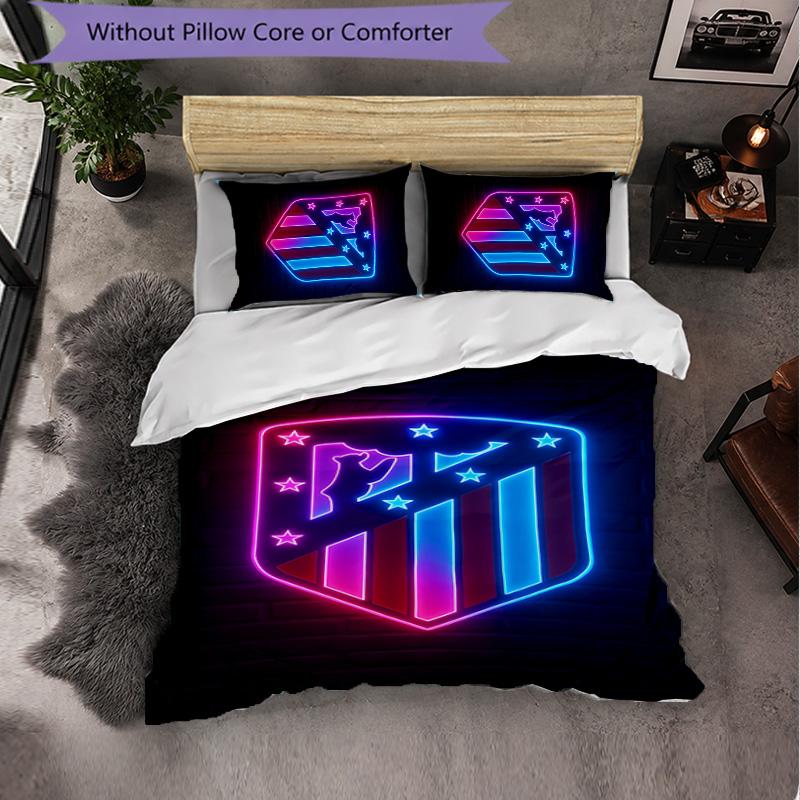 Atletico Madrid 3 Piece Bedding Set Soft Duvet Cover Set with Pillowcases Printed Bedroom Decor Set for Home