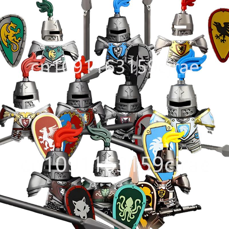 Совместимые MOC Средневековые Строительные Блоки Персонажи Солдаты Рыцари Драконов Черный Лев Орел Игрушка Подарок Кирпичики Фермер Солдат X048